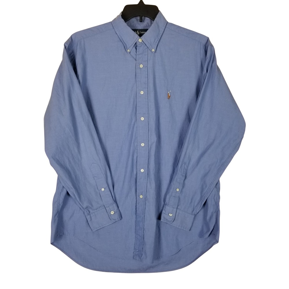 Ralph Lauren Button Down Mens 16.5 35 Blue Yarmouth Pinpoint Oxford Shirt